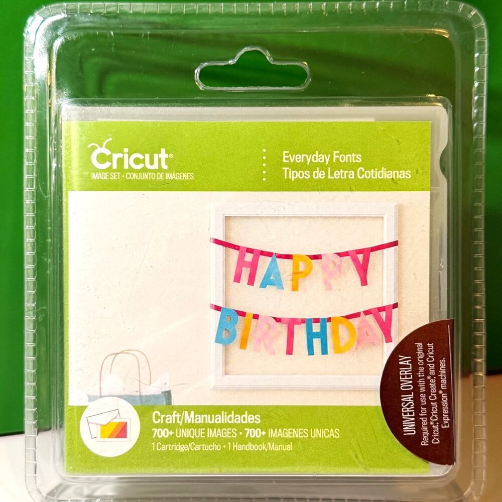Cricut Everyday Fonts Cartridge 7 Fonts 700+ Images Universal Overlay 2013 NEW